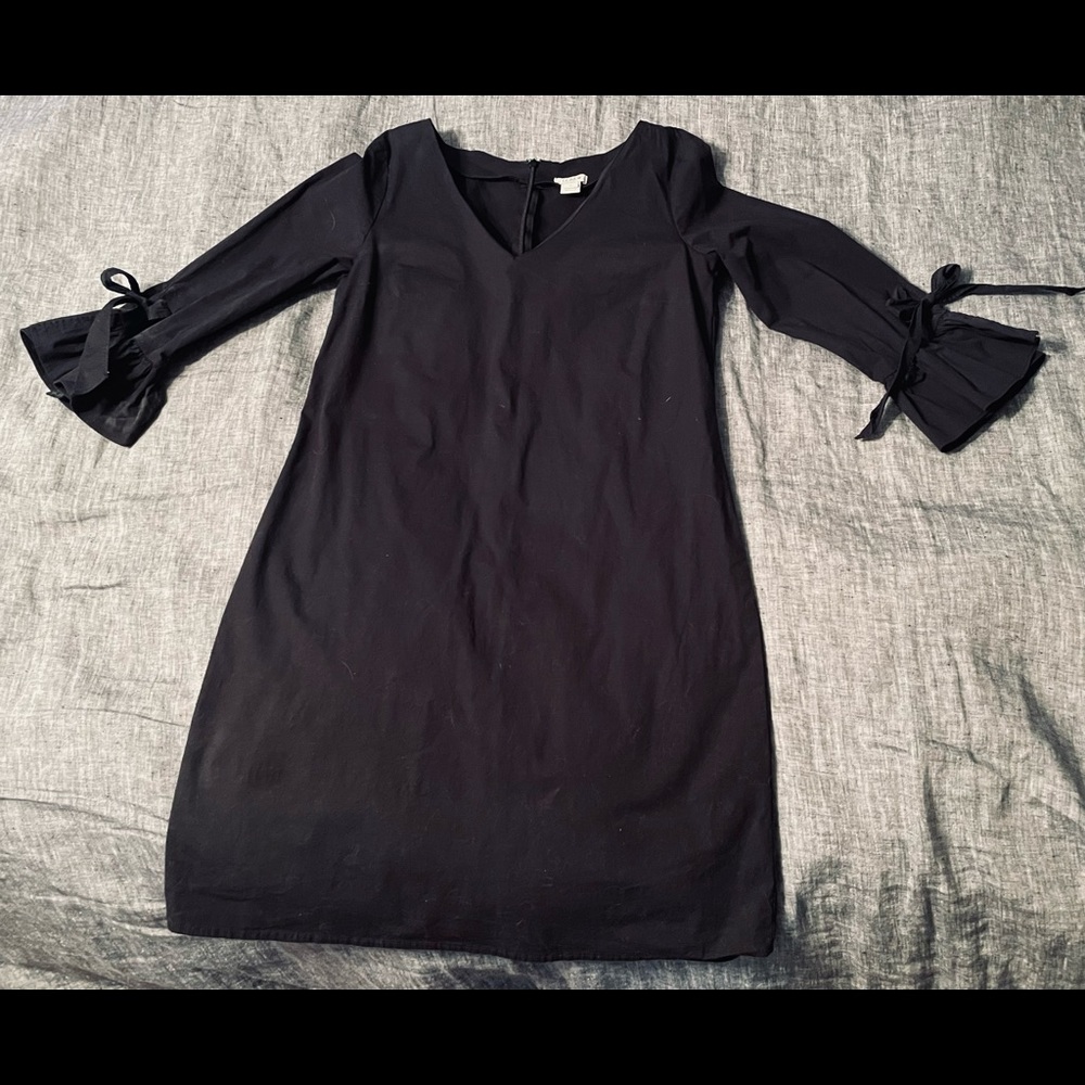 Black J.Crew dress w/tie sleeves